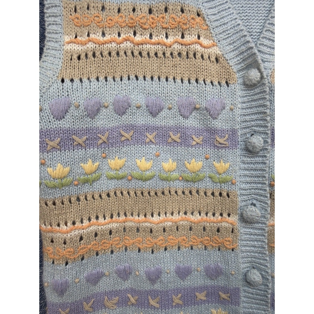 Bryn Connolly‎ Floral Knit Sweater Vest Women Small Cottagecore Button Front - Picture 3 of 6